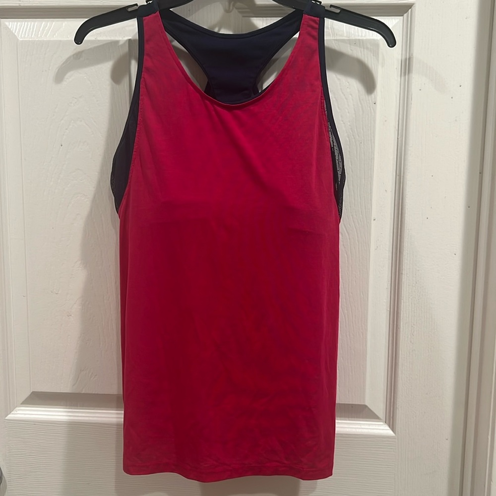 Athleta hot pink and navy mesh tank
